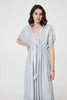 Light Grey | Dotty Empire Waist Kimono Maxi Dress