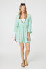 Green | Foiled Leaf Print Short Beach Dress