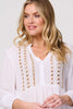 White | Embroidered V-Neck Tiered Smock Dress