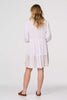 White | Embroidered V-Neck Tiered Smock Dress