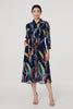 Navy | Abstract Tie Front Midi Shirt Dress
