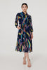 Navy | Abstract Tie Front Midi Shirt Dress
