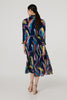 Navy | Abstract Tie Front Midi Shirt Dress
