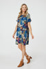 Blue | Abstract Print Knee Length Shift Dress