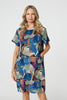 Blue | Abstract Print Knee Length Shift Dress