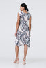 Navy | Printed Tie Front Knee Length Dress