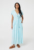 Blue | Striped Cap Sleeve Empire Maxi Dress