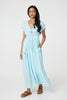 Blue | Striped Cap Sleeve Empire Maxi Dress