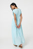 Blue | Striped Cap Sleeve Empire Maxi Dress