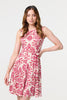 Pink | Printed Tie Waist Knee Length Skater Dress