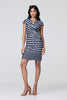 Navy | Polka Dot Faux Wrap Shift Dress :  Model is 5'8