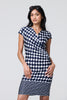 Navy | Polka Dot Faux Wrap Shift Dress