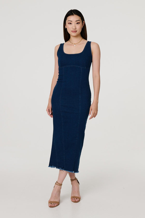 Blue | Denim Bodycon Midi Dress