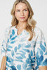 Blue | Leaf Print 3/4 Sleeve Relaxed Shift Dress