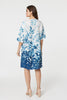 Blue | Leaf Print 3/4 Sleeve Relaxed Shift Dress