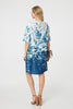 Blue | Leaf Print 3/4 Sleeve Relaxed Shift Dress