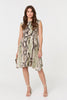 Green | Snake Print Boat Neck Hanky Hem Short Dress

