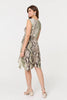 Green | Snake Print Boat Neck Hanky Hem Short Dress
