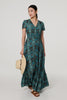 Green | Mosaic Print Short Sleeve Smock Maxi Dress
