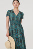 Green | Mosaic Print Short Sleeve Smock Maxi Dress
