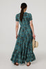 Green | Mosaic Print Short Sleeve Smock Maxi Dress
