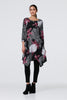 Black | Abstract Print Hanky Hem Knee Length Dress

