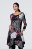 Black | Abstract Print Hanky Hem Knee Length Dress

