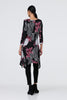 Black | Abstract Print Hanky Hem Knee Length Dress

