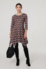 Orange | Geo Print Hanky Hem 3/4 Sleeve Midi Dress
