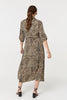 Green | Animal Print Tie Waist Midi Shirt Dress
