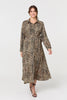 Green | Animal Print Tie Waist Midi Shirt Dress : Model is 5'9