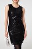 Black | Sequin Detail Sleeveless Mini Shift Dress
