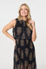 Black | Printed High Neck Sleeveless Mesh Dress
