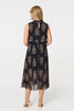 Black | Printed High Neck Sleeveless Mesh Dress
