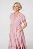 Pink | Button Front Maxi Dress with Pockets