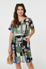 Green | Printed Pocket Short Sleeve Shift Dress