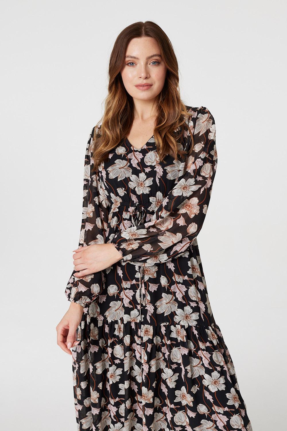 Drawstring waist outlet midi dress