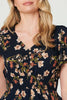 Navy | Floral Angel Sleeve Short Dress