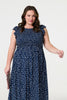 Navy | Polka Dot Cap Sleeve Midi Dress