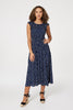 Navy | Polka Dot Cap Sleeve Midi Dress