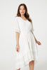 White | Lace Trim 3/4 Sleeve High Low Sundress