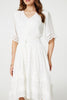 White | Lace Trim 3/4 Sleeve High Low Sundress