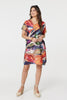 Orange | Abstract Print Short Sleeve Shift Dress