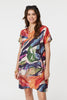 Orange | Abstract Print Short Sleeve Shift Dress