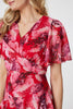 Red | Floral Asymmetric Ruffled Midi Dress