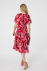 Red | Floral Asymmetric Ruffled Midi Dress