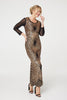 Gold | Sequin Embellished Semi Sheer Maxi Gown
