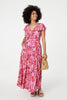 Pink | Floral Ruched V-Neck Maxi Dress