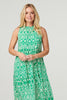 Green | Ikat Print High Neck Midi Dress