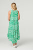 Green | Ikat Print High Neck Midi Dress